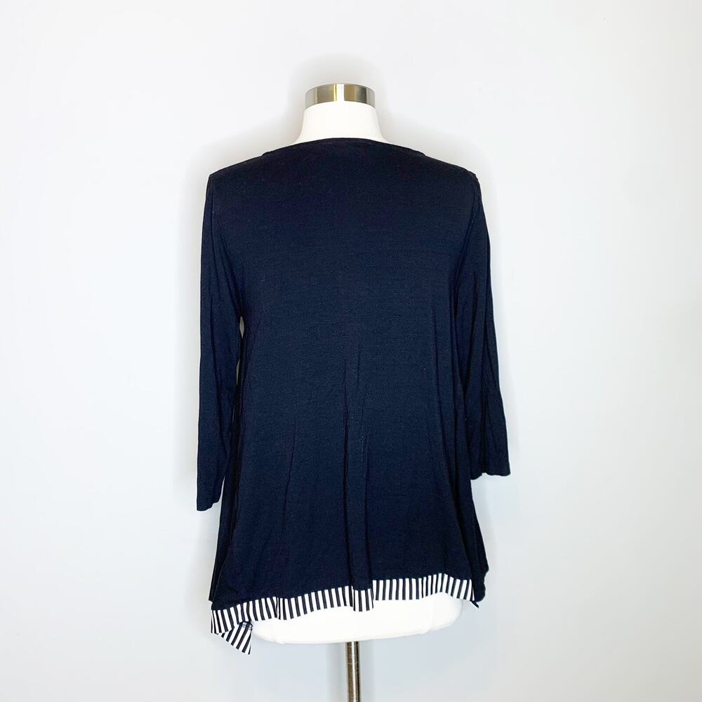Alembika S Small Black Trapeze Top Flowy Tunic Blouse Lightweight Dressy Casual - Picture 5 of 7